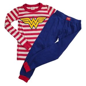 Hanna Andersson Wonder Woman Striped Pajama Set - Red, White, Blue